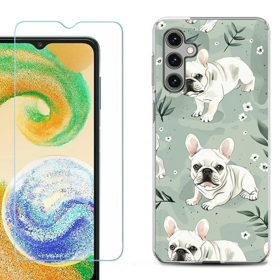 OneToughShield ® Shockproof Phone Case Compatible with Samsung Galaxy A25 5G, with Tempered Glass Screen Protector - French Bulldog