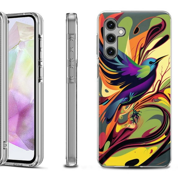 OneToughShield ® Shockproof Phone Case Compatible with Samsung Galaxy A35 5G - Abstract Bird