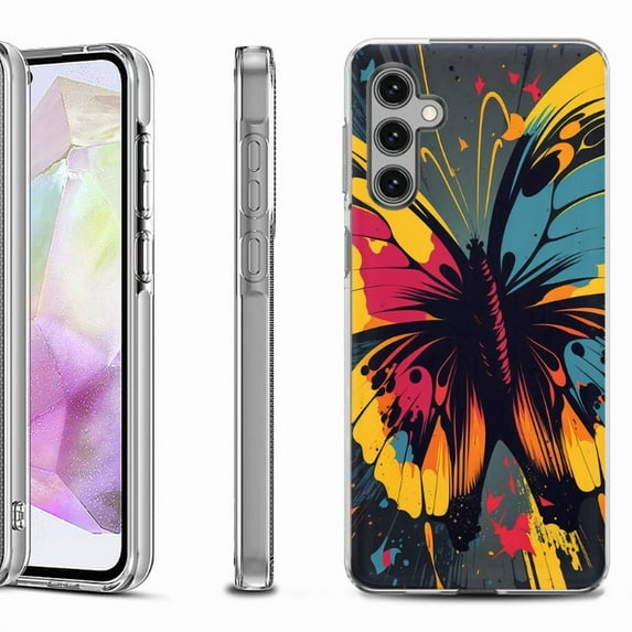 OneToughShield ® Shockproof Phone Case Compatible with Samsung Galaxy A35 5G - Abstract Butterfly