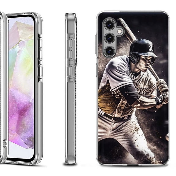 OneToughShield ® Shockproof Phone Case Compatible with Samsung Galaxy A35 5G - Baseball Player
