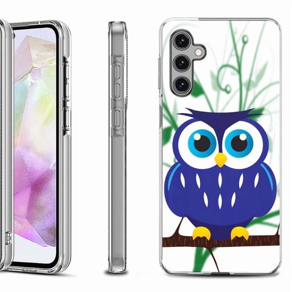 OneToughShield ® Shockproof Phone Case Compatible with Samsung Galaxy A35 5G - Blue Owl