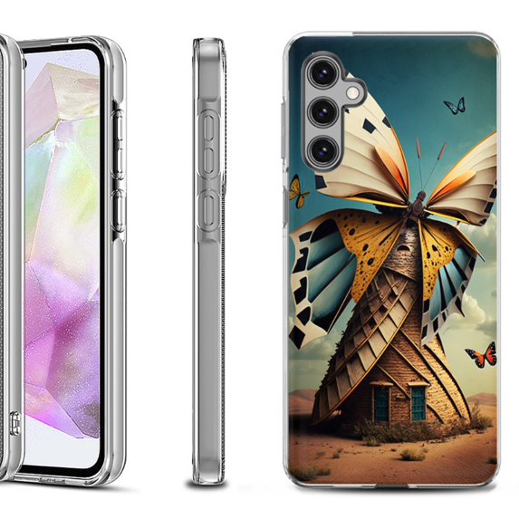OneToughShield ® Shockproof Phone Case Compatible with Samsung Galaxy A35 5G - Butterfly Windmills