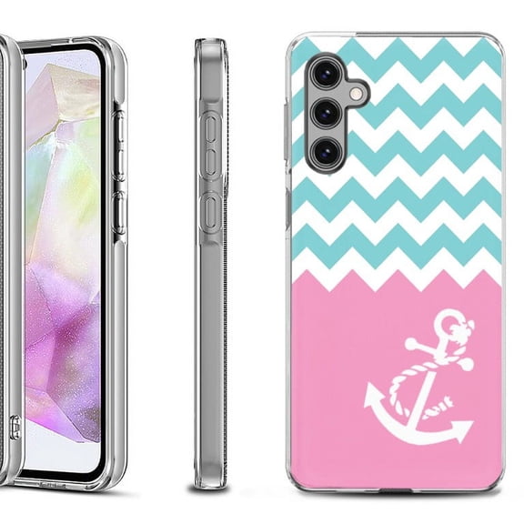 OneToughShield ® Shockproof Phone Case Compatible with Samsung Galaxy A35 5G - Chevron/Anchor