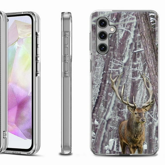 OneToughShield ® Shockproof Phone Case Compatible with Samsung Galaxy A35 5G - Deer/Snow/Camo