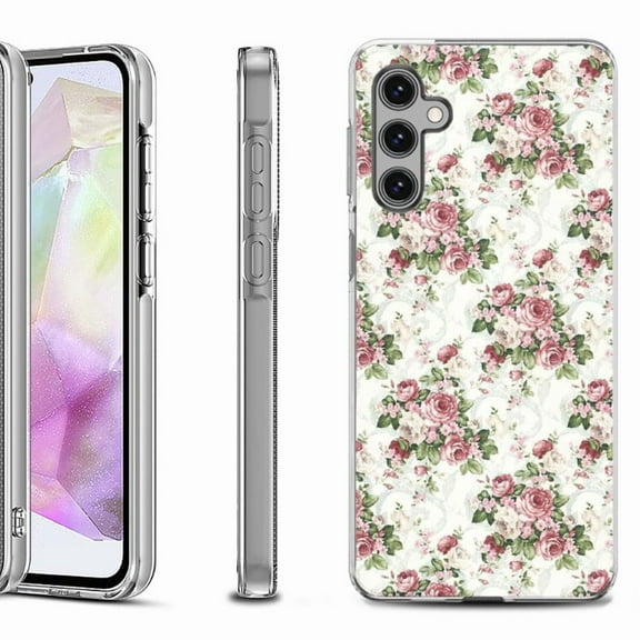 OneToughShield ® Shockproof Phone Case Compatible with Samsung Galaxy A35 5G - Floral/Rose