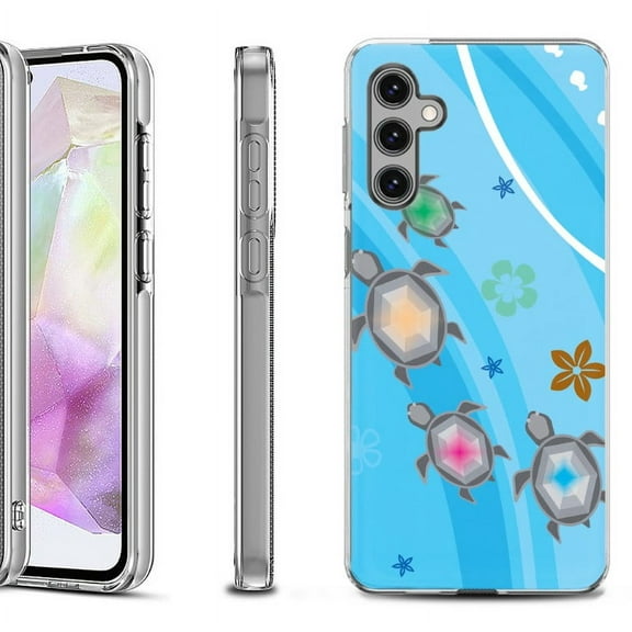 OneToughShield ® Shockproof Phone Case Compatible with Samsung Galaxy A35 5G - Happy Turtle