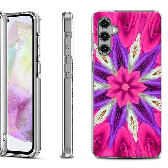 OneToughShield ® Shockproof Phone Case Compatible with Samsung Galaxy A35 5G - Kaleidoscope Rose