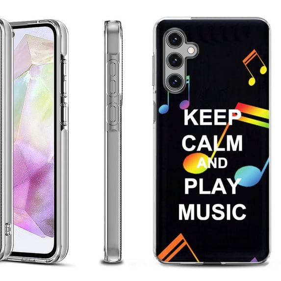 OneToughShield ® Shockproof Phone Case Compatible with Samsung Galaxy A35 5G - Keep Calm Music
