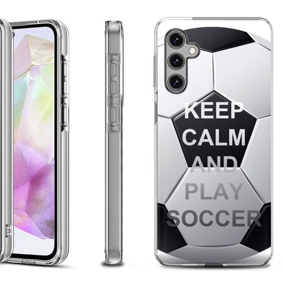 OneToughShield ® Shockproof Phone Case Compatible with Samsung Galaxy A35 5G - Keep Calm Soccer