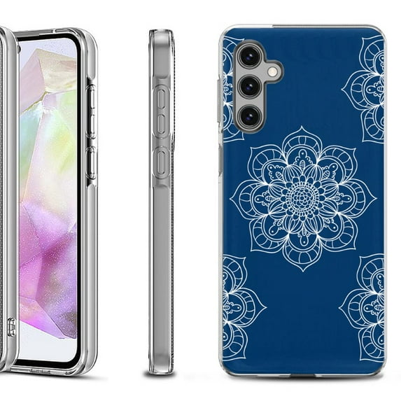 OneToughShield ® Shockproof Phone Case Compatible with Samsung Galaxy A35 5G - Mandala / Blue