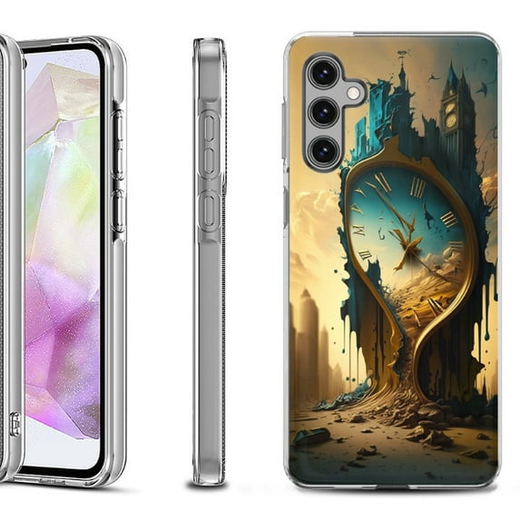 OneToughShield ® Shockproof Phone Case Compatible with Samsung Galaxy A35 5G - Melting Clock