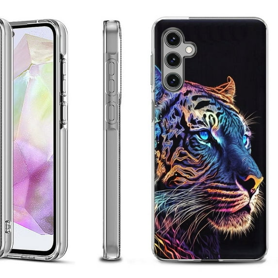 OneToughShield ® Shockproof Phone Case Compatible with Samsung Galaxy A35 5G - Neon Tiger