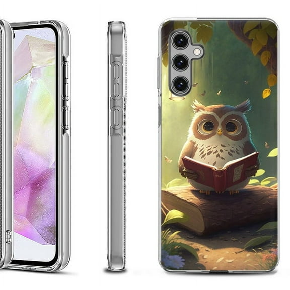 OneToughShield ® Shockproof Phone Case Compatible with Samsung Galaxy A35 5G - Owl Reading