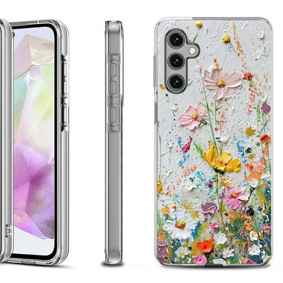 OneToughShield ® Shockproof Phone Case Compatible with Samsung Galaxy A35 5G - Pastel Flowers