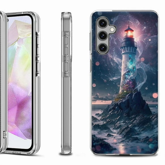 OneToughShield ® Shockproof Phone Case Compatible with Samsung Galaxy A35 5G - Surreal Lighthouse