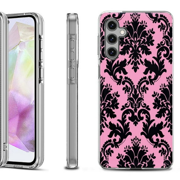 OneToughShield ® Shockproof Phone Case Compatible with Samsung Galaxy A35 5G - Victorian Pink/Black