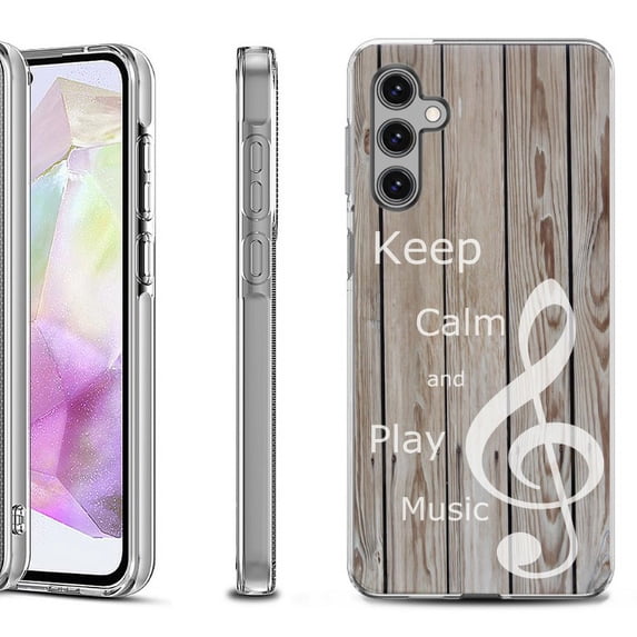 OneToughShield ® Shockproof Phone Case Compatible with Samsung Galaxy A35 5G - Wood/Music
