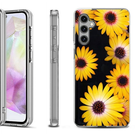 OneToughShield ® Shockproof Phone Case Compatible with Samsung Galaxy A35 5G - Yellow Flower