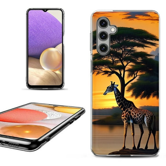 OneToughShield ® Shockproof Phone Case Compatible with Samsung Galaxy S23 FE Fan Edition 5G - Giraffe Sunset