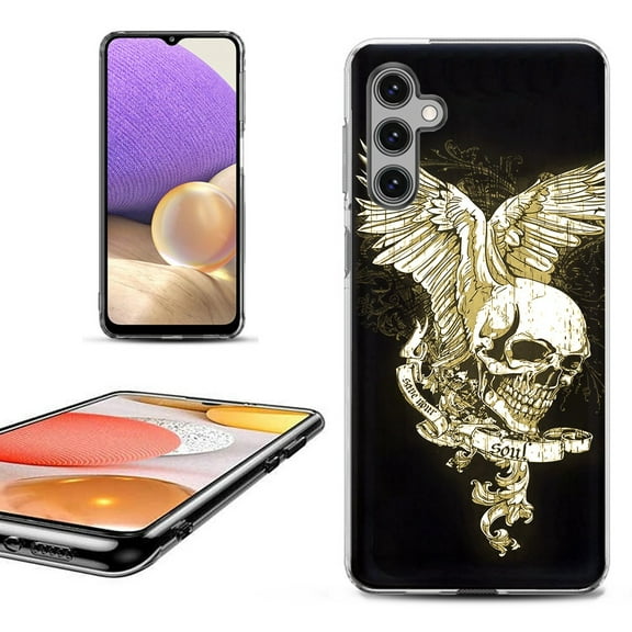 OneToughShield ® Shockproof Phone Case Compatible with Samsung Galaxy S23 FE Fan Edition 5G - Wing Skull