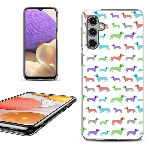 OneToughShield ® Shockproof Phone Case Compatible with Samsung Galaxy S24 5G - Colorful Dachshund/Puppy