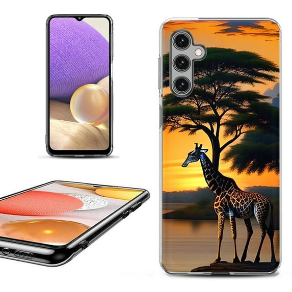 OneToughShield ® Shockproof Phone Case Compatible with Samsung Galaxy S24 5G - Giraffe Sunset