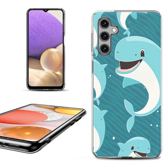 OneToughShield ® Shockproof Phone Case Compatible with Samsung Galaxy S24 5G - Smiling Dolphin
