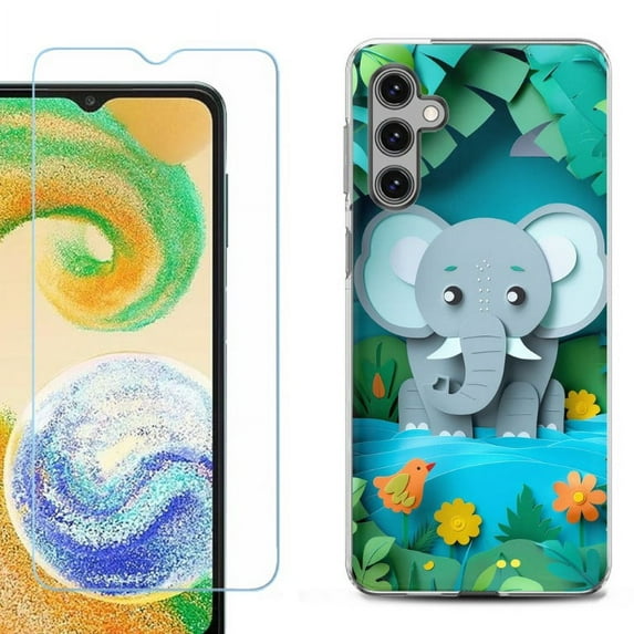 OneToughShield ® Shockproof Phone Case Compatible with Samsung Galaxy S24 5G, with Tempered Glass Screen Protector - Elephant Craft