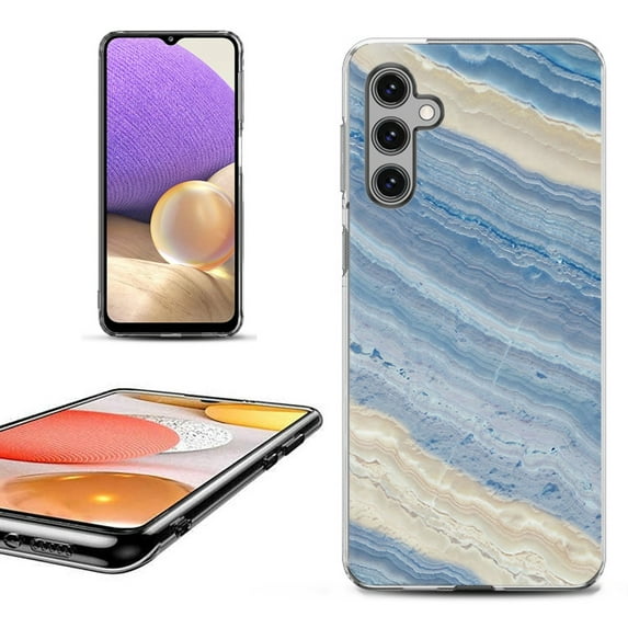 OneToughShield ® Shockproof Phone Case Compatible with Samsung Galaxy S24+ / S24 Plus 5G - Marble/ Marina Blue