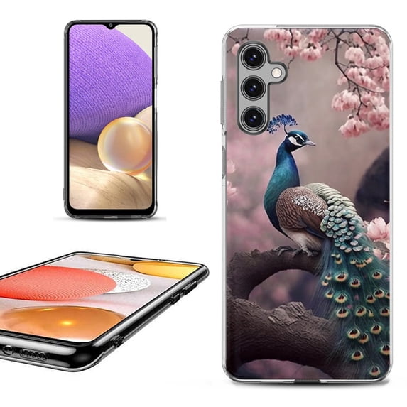 OneToughShield ® Shockproof Phone Case Compatible with Samsung Galaxy S24+ / S24 Plus 5G - Peacock Flower