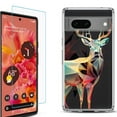 thumbnail image 1 of OneToughShield ® for Google Pixel 7a Shockproof Bumper Phone Case, with Tempered Glass Screen Protector - Geometric Deer, 1 of 4
