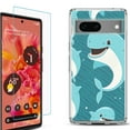 thumbnail image 1 of OneToughShield ® for Google Pixel 7a Shockproof Bumper Phone Case, with Tempered Glass Screen Protector - Smiling Dolphin, 1 of 4