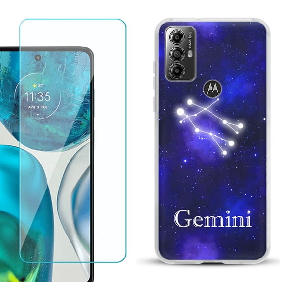 OneToughShield ® for Motorola Moto G Play 2023 Shockproof Fashion Phone Case, with Tempered Glass Screen Protector - Gemini