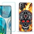 thumbnail image 1 of OneToughShield ® for Motorola Moto G Play 2023 Shockproof Fashion Phone Case, with Tempered Glass Screen Protector - Skull Flames, 1 of 4
