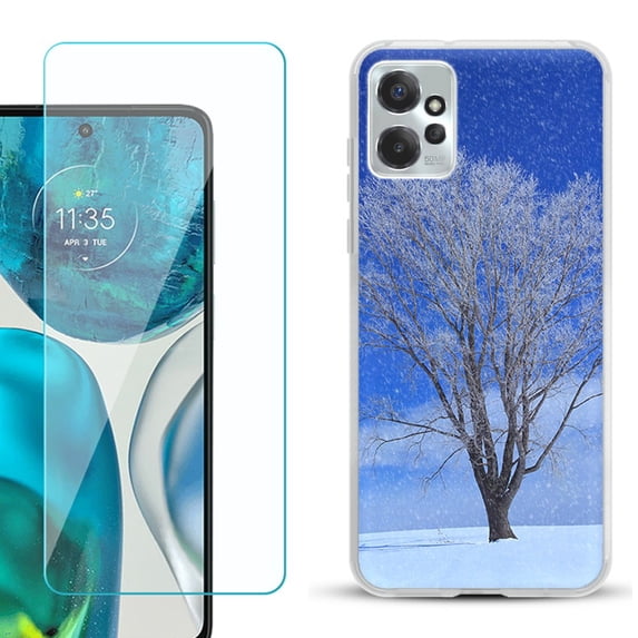 OneToughShield ® for Motorola Moto G Power 5G 2023 Shockproof Fashion Phone Case, with Tempered Glass Screen Protector - Snowing Tree