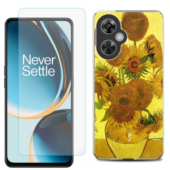 OneToughShield ® for OnePlus Nord N30 5G Shockproof Phone Case, with Tempered Glass Screen Protector - Sunflower