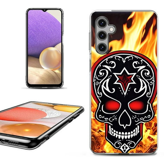 OneToughShield ® for Samsung Galaxy A14 5G Phone Case, Fashion Cover Case - Skull Flames