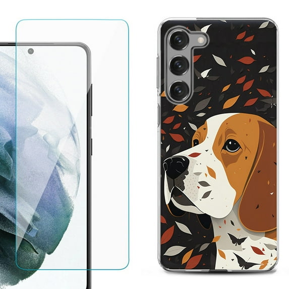 OneToughShield ® for Samsung Galaxy S23 5G Shockproof Fashion Phone Case, with Tempered Glass Screen Protector - Beagle