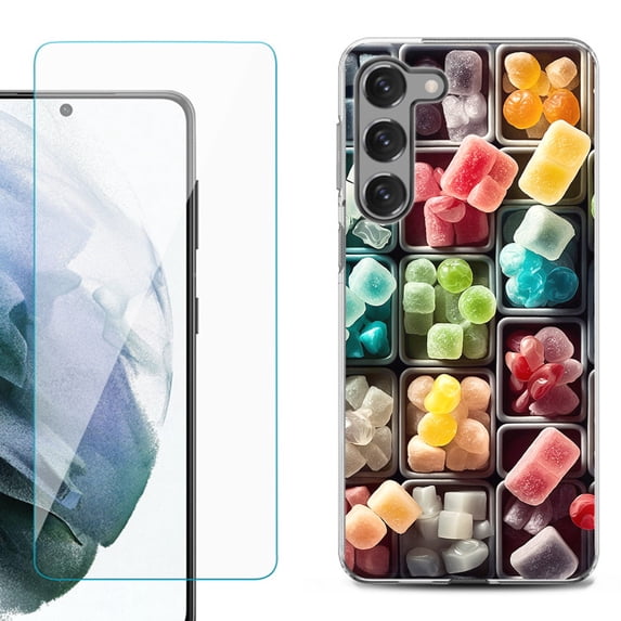 OneToughShield ® for Samsung Galaxy S23 5G Shockproof Fashion Phone Case, with Tempered Glass Screen Protector - Candy Box