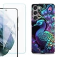 thumbnail image 1 of OneToughShield ® for Samsung Galaxy S23 5G Shockproof Fashion Phone Case, with Tempered Glass Screen Protector - Neon Peacock, 1 of 4