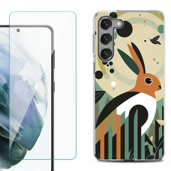 OneToughShield ® for Samsung Galaxy S23 5G Shockproof Fashion Phone Case, with Tempered Glass Screen Protector - Rabbit