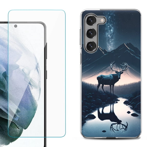 OneToughShield ® for Samsung Galaxy S23 5G Shockproof Fashion Phone Case, with Tempered Glass Screen Protector - River Elk