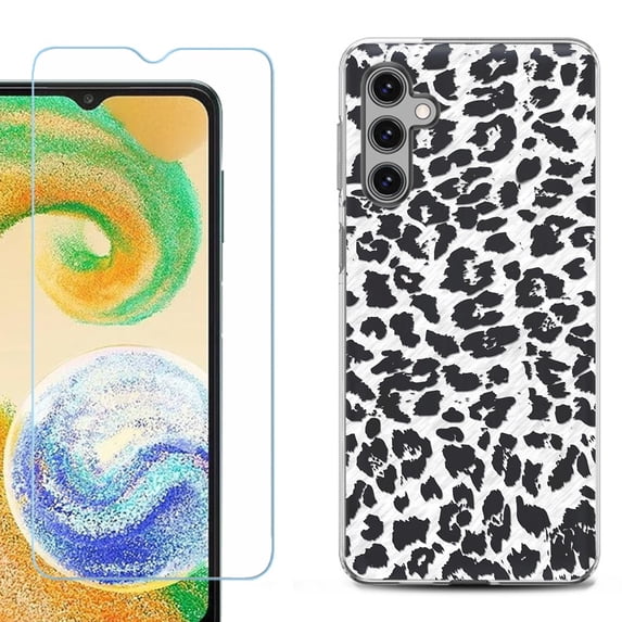 OneToughShield ® for Samsung Galaxy S23 FE Fan Edition, Shockproof Phone Case, with Tempered Glass Screen Protector - Cheetah B/W