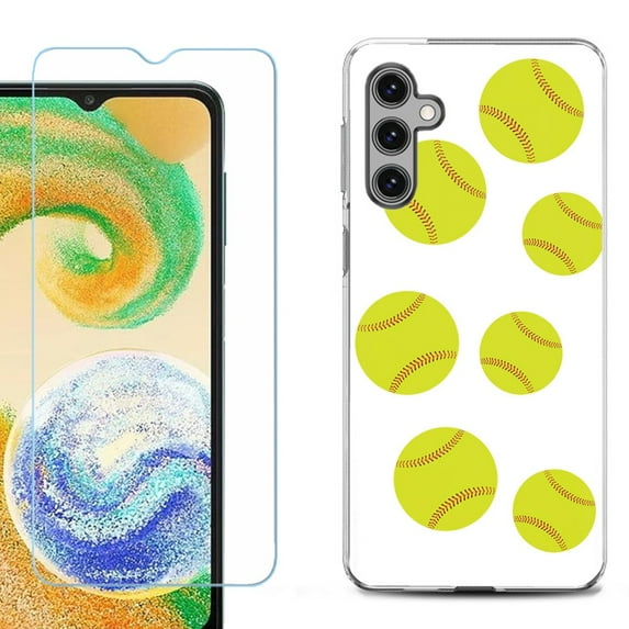 OneToughShield ® for Samsung Galaxy S23 FE Fan Edition, Shockproof Phone Case, with Tempered Glass Screen Protector - Softball Seven