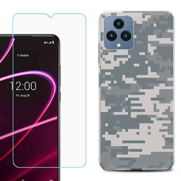 OneToughShield ® for T-Mobile Revvl 6x 5G Shockproof Phone Case, with Tempered Glass Screen Protector - Digital Camo
