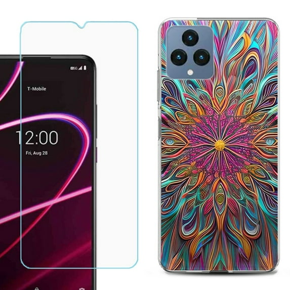 OneToughShield ® for T-Mobile Revvl 6x 5G Shockproof Phone Case, with Tempered Glass Screen Protector - Doodle Art
