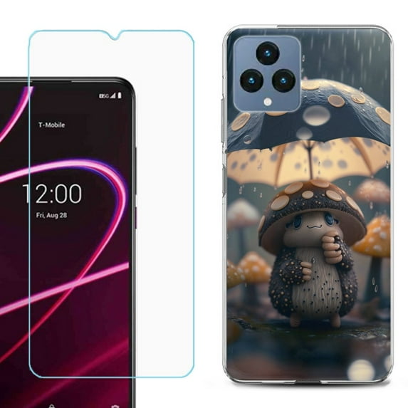 OneToughShield ® for T-Mobile Revvl 6x 5G Shockproof Phone Case, with Tempered Glass Screen Protector - Frog n Mushroom