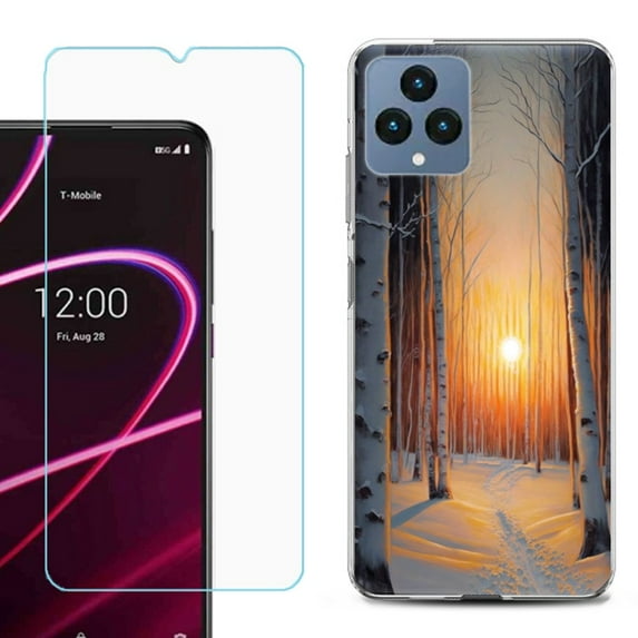 OneToughShield ® for T-Mobile Revvl 6x 5G Shockproof Phone Case, with Tempered Glass Screen Protector - Snow Forest