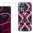 thumbnail image 1 of OneToughShield ® for T-Mobile Revvl 6x 5G Shockproof Phone Case, with Tempered Glass Screen Protector - Victorian Pink/Black, 1 of 3