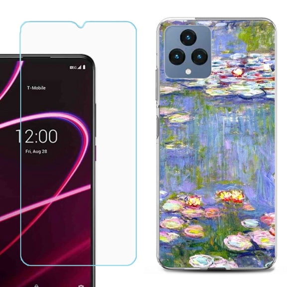 OneToughShield ® for T-Mobile Revvl 6x 5G Shockproof Phone Case, with Tempered Glass Screen Protector - Water Lilies
